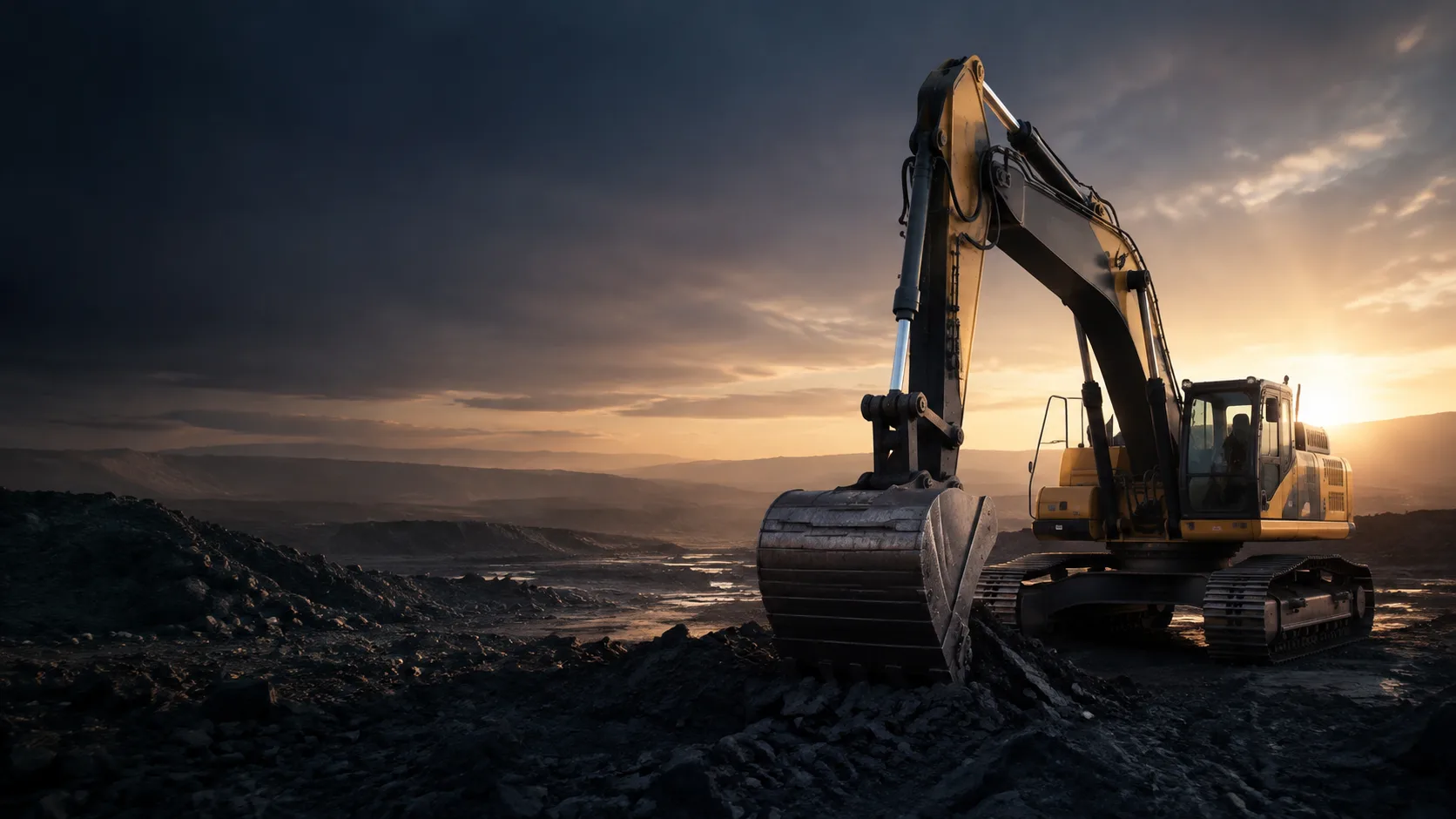 Heavy excavator operating at an open-pit worksite